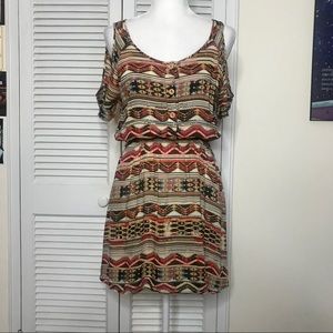 Vintage Cold Shoulder Navajo Print Dress by Karis